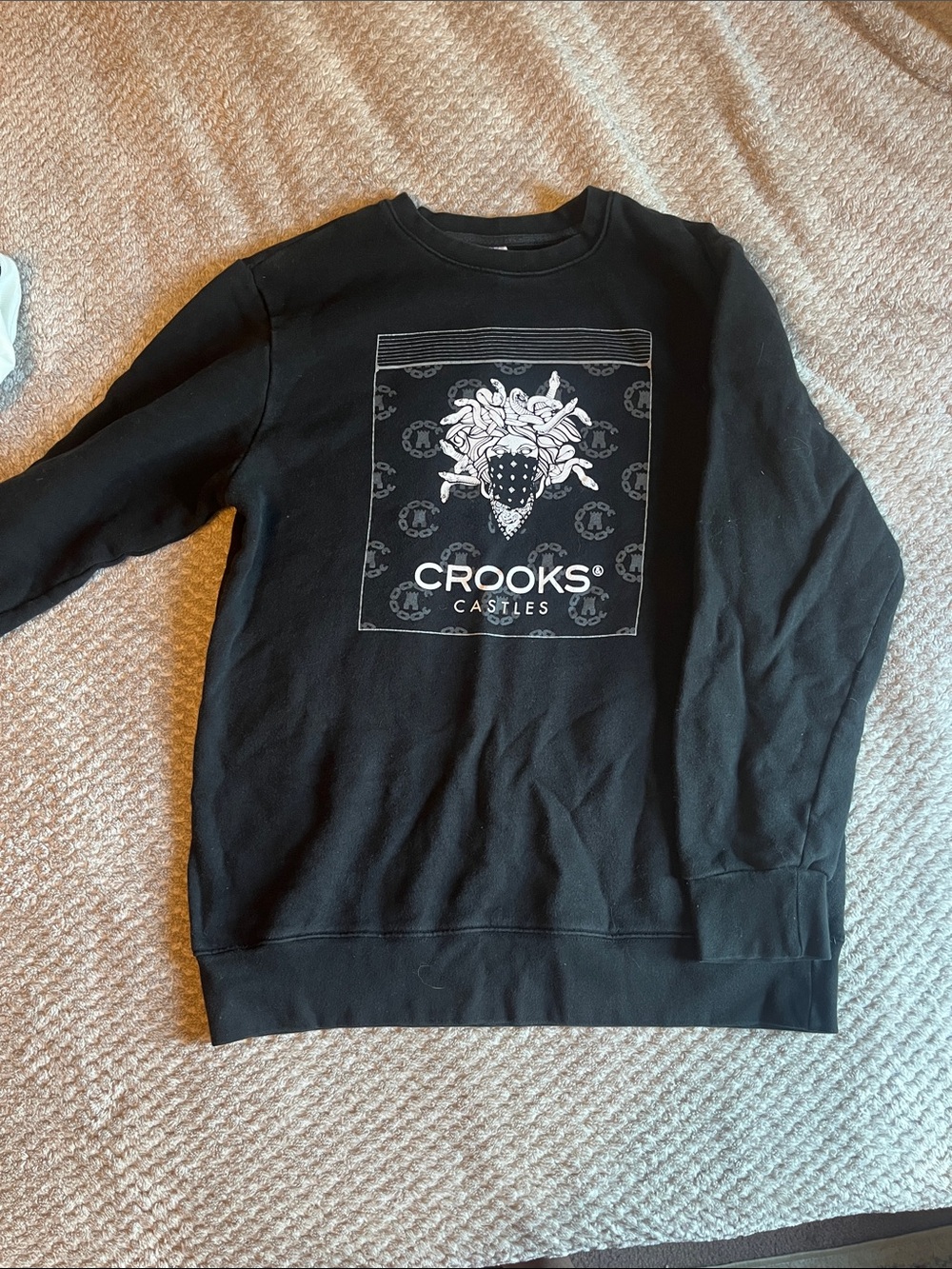 Crooks & Castles Black Crewneck with White Graphic